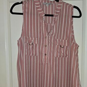 Blashe Pink White Stripe Blouse Summer Large